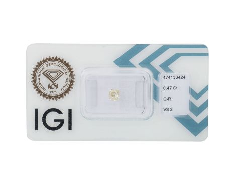 1 loser Altschliff-Diamant von 0,47 ct Very Light Yellow (Q-R)/VS2, inkl. IGI Zertifikat. (LN02/21, 20)| Loose old mine cut d