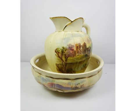 Pottery Toilet Ewer with Basin, (2)