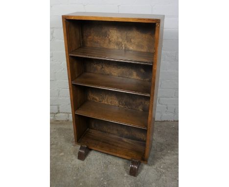 Art Deco style Mahogany Open Bookcase, 88cm high, 107cm wide, 25cm deep