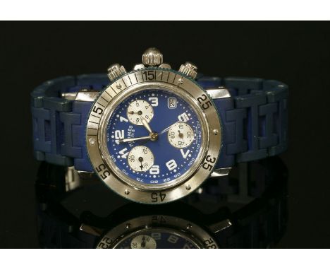 A ladies' bi-colour Hermès Clipper Quartz Diver Watch,the circular case, 33mm diameter, with a blue enamel dial, luminous Ara