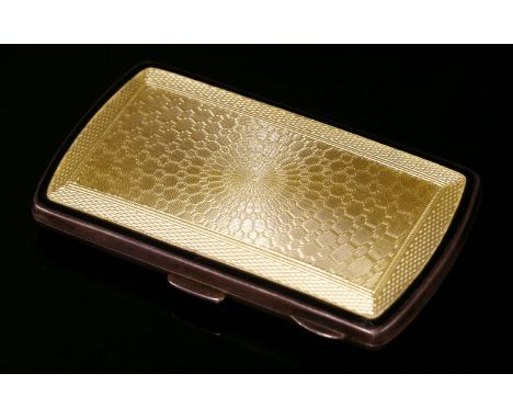 A sterling silver Art Deco enamel cigarette case,by Henry Matthews, of barrel form with a pale yellow guilloché enamel lid, w