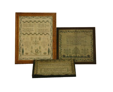 A 19th century sampler, ‘The Lessons of Thy Love’, 1826, together with three other 19th century examples