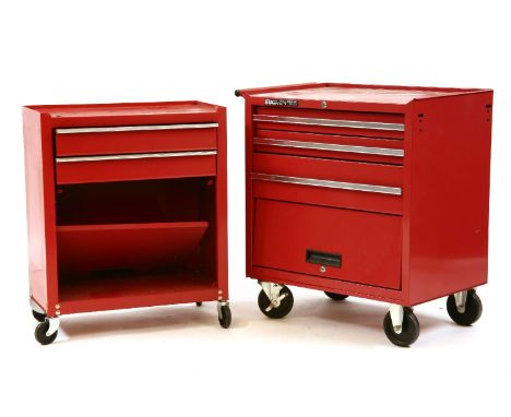 A Stack-On Master Series tool chest, with three drawers and compartment beneath, 74cm wide, 47cm deep, 80cm high, together wi