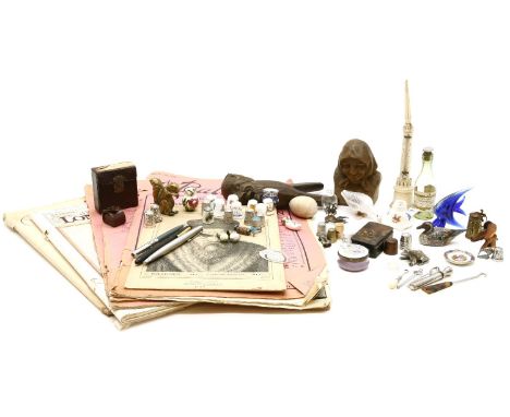 A collection of miscellaneous items, to include a Black Forest nutcracker, Royal Copenhagen goose, an ivory thermometer, a Cr