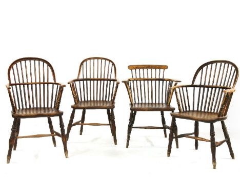 A group of 19th four Windsor chairs, to include a comb back example. (4)