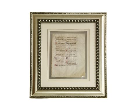 Manuscript: Leaf from an Antiphoner, in Latin. Late thirteenth century. (16 x 113/4 inches); single leaf on vellum containing