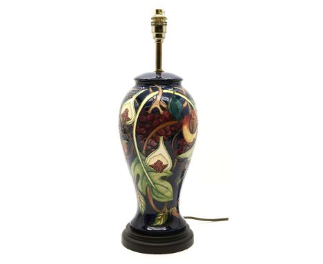 A Moorcroft Queens Choice table lamp, 47cm high to top of fitting