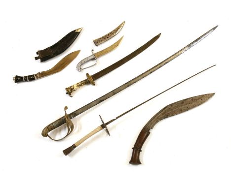 A George IV 1822 Pattern East India Company Officer's sword, with folding sideguard and rampant lion to hilt above a pipe bac