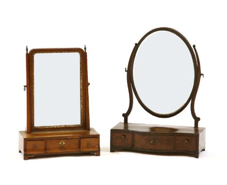 A George II mahogany toilet mirror, 36cm wide and another