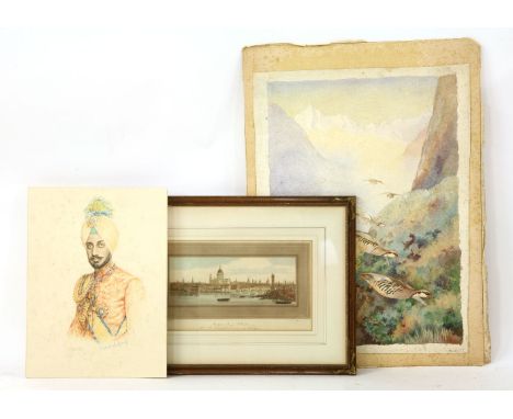 A quantity of various prints and watercolours, to include a portrait of an Indian gentleman, watercolours of birds, prints of