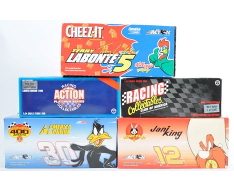 A collection of x5 ' Action Racing Collectibles ' diecast 1/24 precision scale model cars. The collection comprises of x3 off