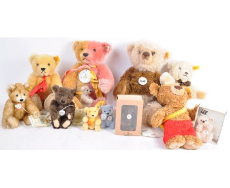 A collection of 11x Steiff re-issue / commemorative teddy bears, to include; Steiff Club 1999, Petsey, Club 2003, Molly and o