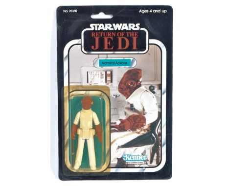 An original vintage 1983 Kenner made Star Wars MOC carded action figure ' Admiral Ackbar '. Original 77 back Return Of The Je