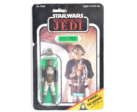 An original vintage 1983 Kenner made Star Wars carded MOC action figure ' Lando Calrissian - Skiff Guard Disguise '. Factory 