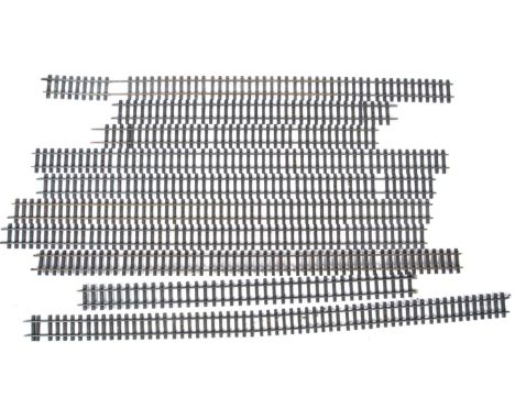 A collection of x 10 Aristo-craft made G Scale model railway trainset track sections. All straights of various lengths. Compa