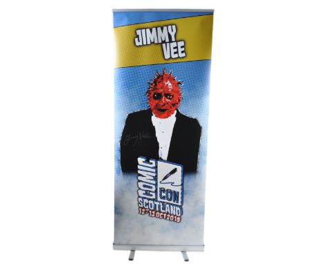 Jimmy Vee - Star Wars, Doctor Who etc - autographed Monopoly Events banner from the 'Scotland Comic Con' event. The banner de