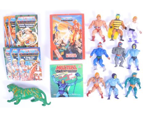 A collection of original vintage 1980's Mattel made Masters Of The Universe MOTU action figures and related memorabilia. Incl