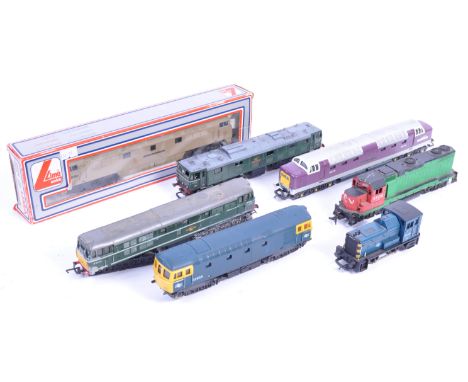 A collection of 7x assorted 00 gauge model railway train set diesel locomotives comprising: Lima 9016 Porterbrook 9016 Gordon