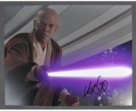 Samuel L. Jackson - American Actor &amp; Film Producer - rare signed 14"x11" photograph of him in character as Mace Windu in 
