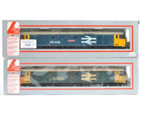 Two original Lima Models 00 gauge model railway trainset locomotives No. 204811A6 - 50009 British Rail Conqueror and 205265A4