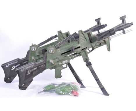 Two rare original vintage Tri-ang / Triang made ' Johnny Seven - One Man Army ' plastic toy machine guns. Both unboxed, and i