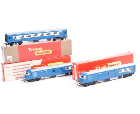 An original Triang Hornby 00 gauge model railway train set locomotive Blue Pullman comprising of a R555 Diesel Pullman Motor 