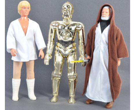 A great collection of x3 vintage Kenner made Star Wars 12" action figures to include; Luke Skywalker (with jacket, trousers a