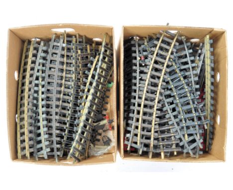 A collection of approximately x50 Aristo-craft, LGB and USA Trains made G Scale model railway curved track sections. Each mea