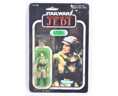 An original vintage 1983 Kenner made Star Wars carded action figure ' Princess Leia Organa ( In Combat Poncho) '. Upon its or