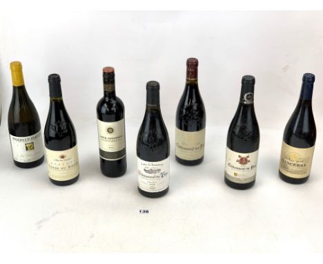 7 x 75cl bottles of red wine - Grande Tradition Chateauneuf-du-Pape 2004, Les Closiers Chateauneuf-du-Pape 2008, Asda Chateau