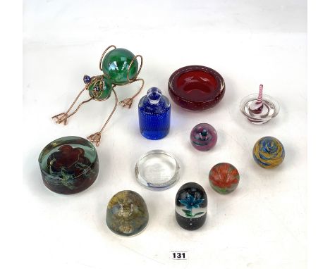 11 assorted glass paperweights inc. Langham, Wiltshire Studio, Caithness, Uredale Glass, insect sculpture, Greenhead High Sch