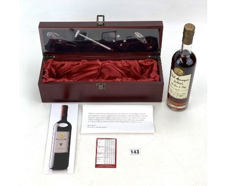 Boxed presentation bottle of Delord Vieil Armagnac, 50cl  with accessories