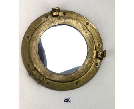 Brass porthole mirror, 11.5" diameter