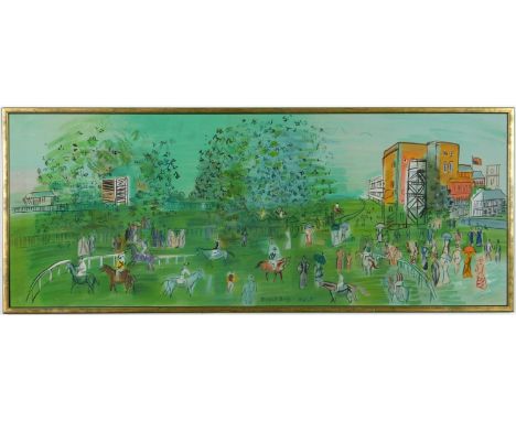 RAOUL DUFY, ‘Ascot’ Lithograph in colours, signed in the plate Pierre Levy edition 1969 - Edition: 1000 40 x 100 cm.