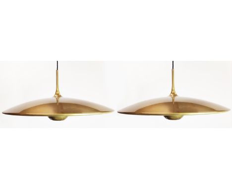 ATTRIBUTED TO HECTOR FINCH ONOS ADJUSTABLE PENDANT LAMP, double pull, 55cm diam each light.