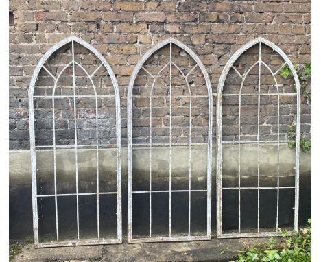ARCHITECTURAL STYLE METAL FRAMES, a set of three, painted aged finish, 160cm H x 67cm W. (3)