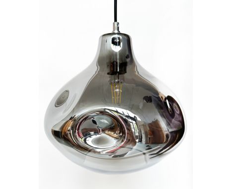 PAGAZZI GLASS CEILING LAMP, teardrop shaped with dimples, 58cm H.