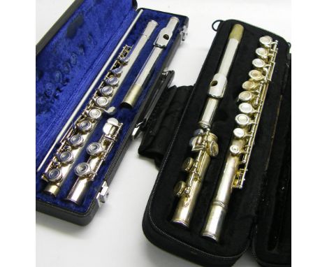 Buffet Crampon Cooper scale metal flute, ser. no. 586019, case; together with a Challenge CH-FL metal flute, ser. no. N.F0086