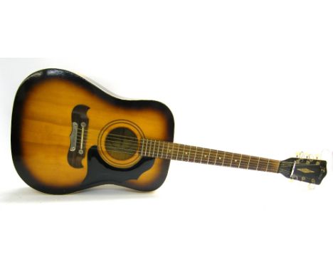 Framus Texan 6 acoustic guitar, made in Germany, circa 1967, ser. no. 21997, vintage sunburst finish with some mild wear and 