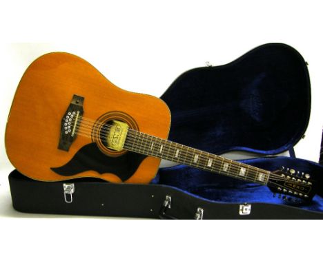 Eko Ranger 12 twelve string acoustic guitar, made in Italy, finish with some light scratches, hard case, condition: good