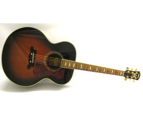 Yamaha CJ-12 acoustic guitar, ser. no. Q10208006, finish with some light surface wear, missing heel strap button, condition: 