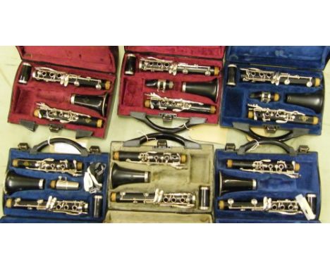 *Five Buffet Crampon & Cie B12 clarinets, all cased; together with a Buffet Crampon & Cie B10 clarinet, case (all at fault) (