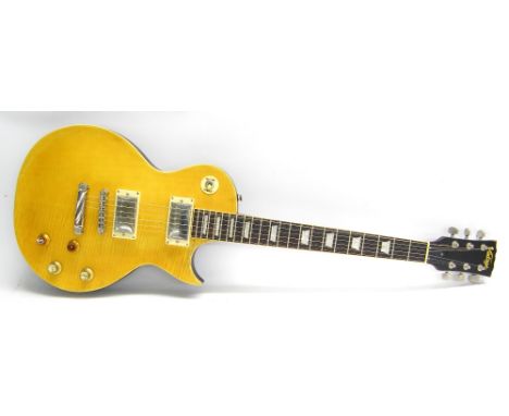 Vintage Lemon Drop electric guitar, road-worn finish, electrics appear to be in working order, soft case, condition: good