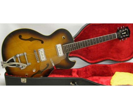 DeArmond by Guild Starfire Special hollow body electric guitar, made in Korea, ser. no. 8050395, vintage sunburst finish, ele