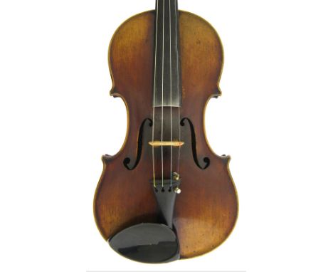 Early 20th century Guarneri copy violin, 14", 35.60cm; together with a nickel mounted bow stamped G. Werner, case
