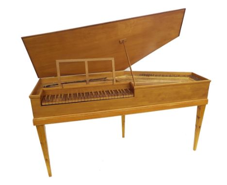 Unfretted polygonal clavichord by Michael Thomas, circa 1970, the case of pine, the keyboard, compass four octaves and three 