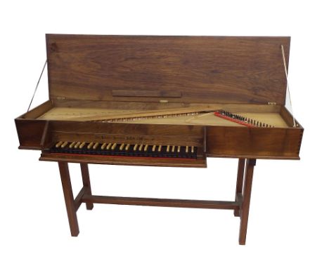 Virginal by Alec Hodsdon, Lavenham, 1951, the case of walnut, the keyboard, compass four octaves and five notes, C to e3, wit