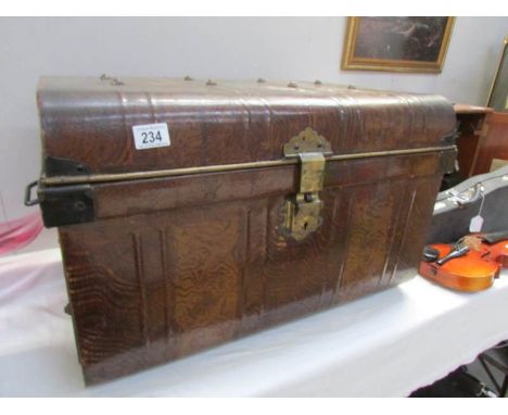 A tin trunk