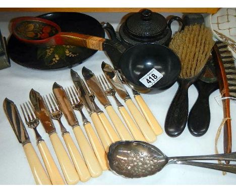 A quantity of cutlery etc. (1 shelf)