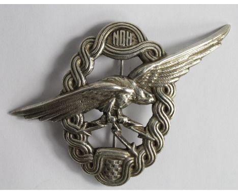 Croatian Observer & Navigator Eagle badge, marked on reverse "835".  Unusual item